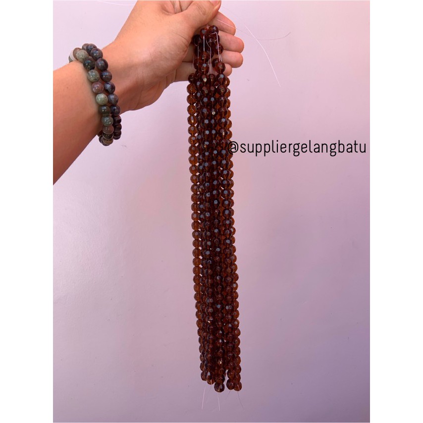 kristal bola dunia cutting 10mm Brown quartz COKLAT TUA kuarsa acc