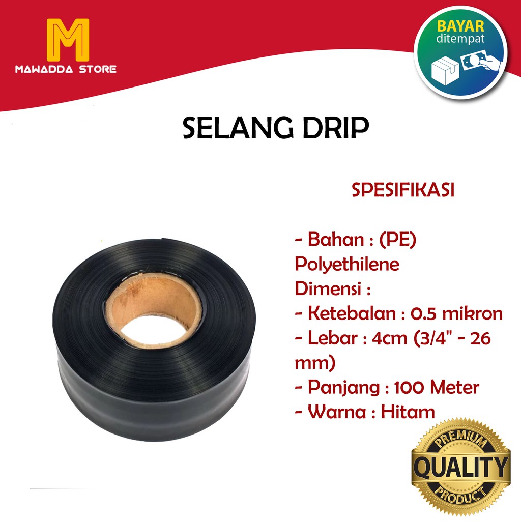 Selang Drip / Selang Plastik 5 Mikron 4 cm 100 Meter - Pipa 1/2 Inch