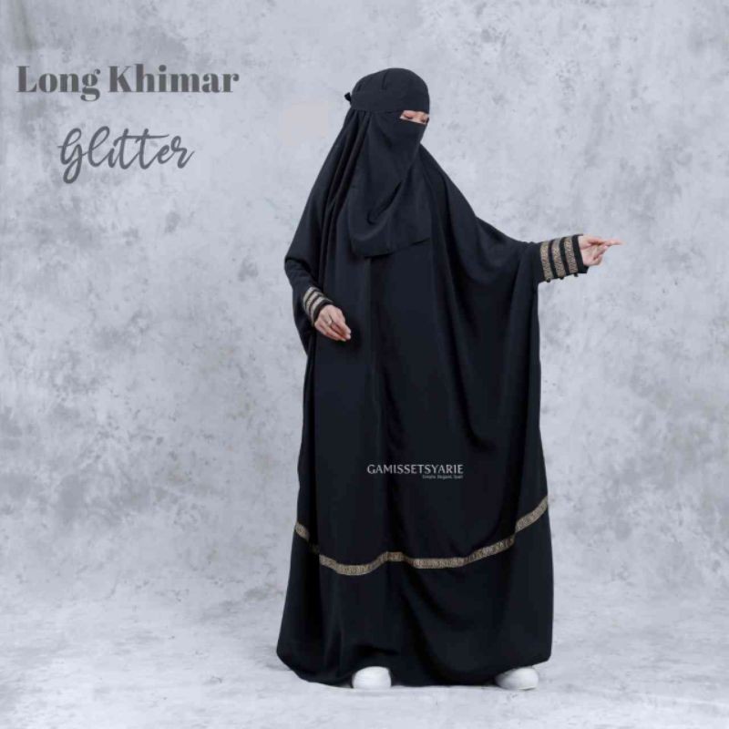 Long Khimar Glitter Overhead Floor Length Jilbab Panjang