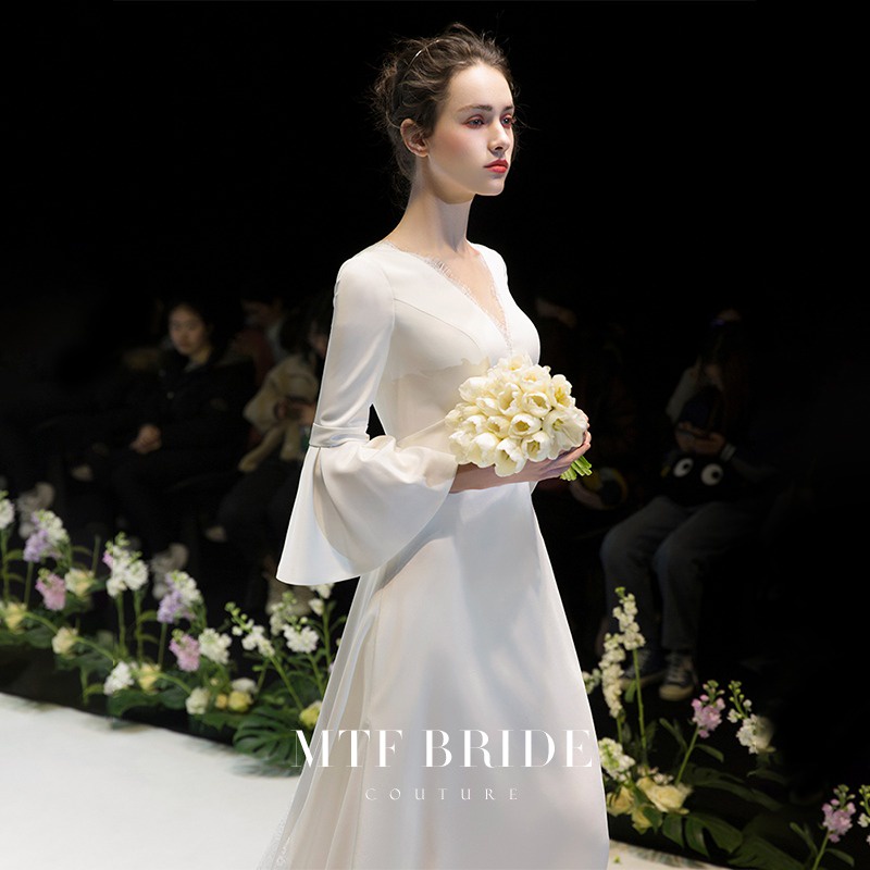 ✟☃♛[Duile Garden] Gaun pengantin satin ringan 2021 temperamen pengantin baru, sederhana, rasa tingka