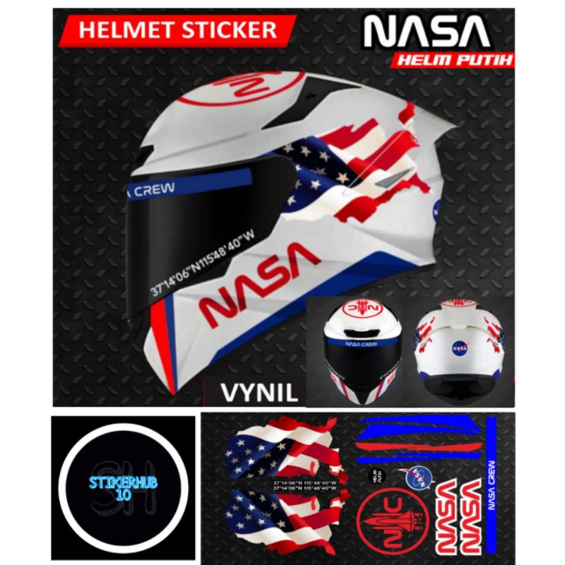 STIKER HELM NASA USA FULL FACE HALF FACE - STICKER HELM PRINT AND CUT NASA - STICKER ALL HELM KYT IN