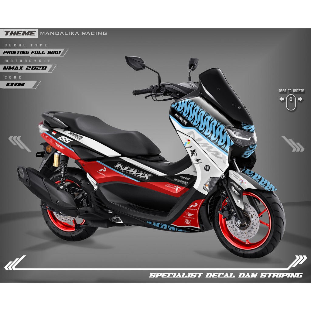 Decal Stiker New All Nmax 2020 - Dekal Yamaha Nmax New - Variasi list Motor Motif MANDALIKA MTP18