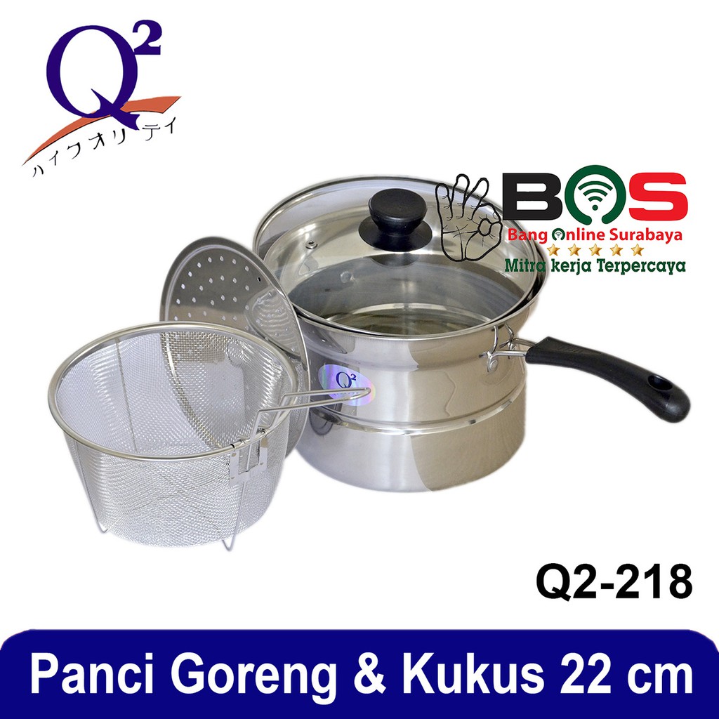 Panci Goreng Kukus 22CM Panci Deep Fry Stainless Q2-218 Q2 218 Q2218