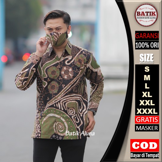 Batik pria lengan panjang Kemeja Atasan Baju batik pria laki laki lengan panjang premium cowok solo