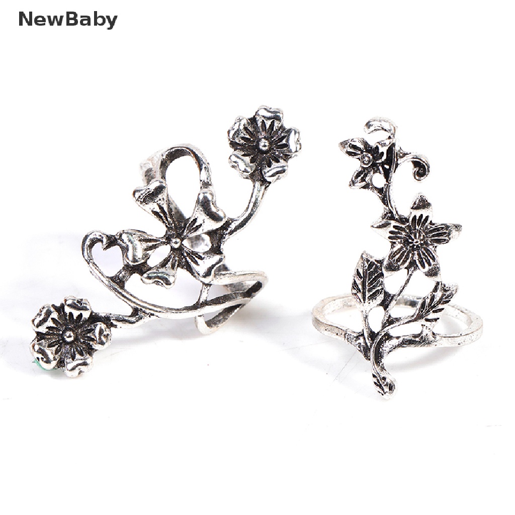 4pcs / Set Cincin Silver Antik Bohemia Desain Bunga Mawar Untuk Wanita