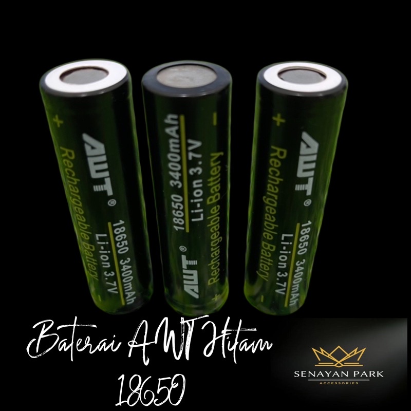 TERMURAH Baterai,Battery AWT BLACK 18650 Kapasitas 3400mAh PRODUK TERPOPULER SEN