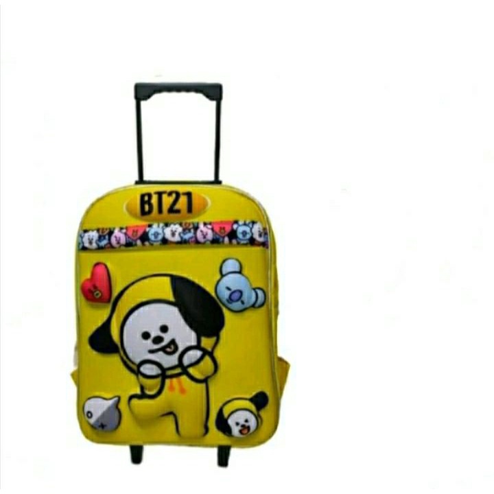 Tas Ransel Troli Anak  BT21/ Tas Gendong Roda Sekolah/ Bahan Premium/ Pusat Grosir