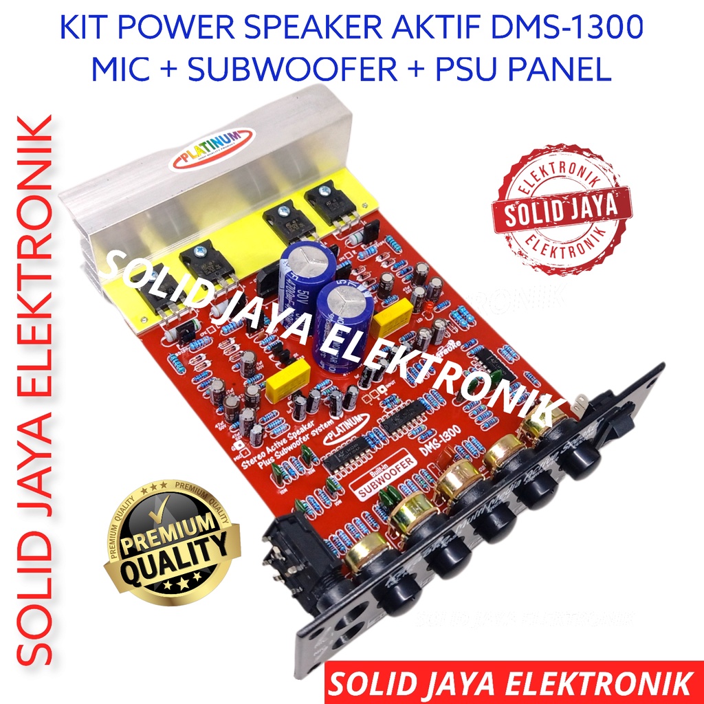 KIT POWER SPEAKER AKTIF 150W STEREO DMS-1300 MIC SUBWOOFER KARAOKE SUB DMS1300 DMS 1300 HI FI ACTIVE  AMPLI AMPLIFIER MOSPEC TIP2955 TIP3055 PLUS PSU PANEL PLATINUM ASLI ORIGINAL