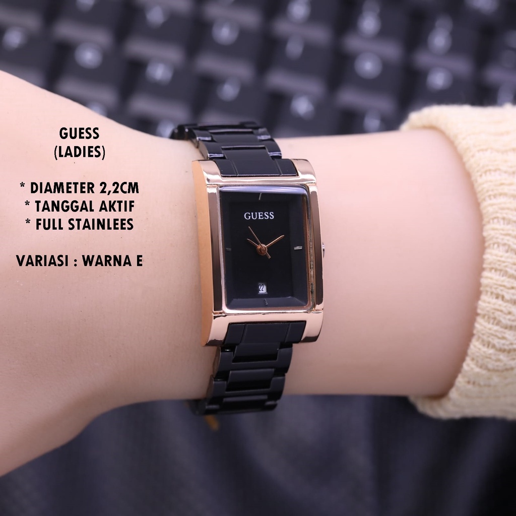 (BISA COD) JAM TANGAN WANITA GUESS RANTAI BDY SEGI TANGGAL AKTIF