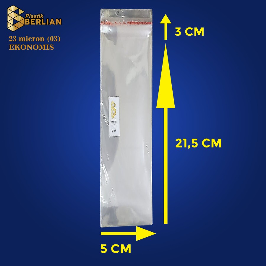 

5 x 21,5 cm Plastik OPP EKONOMIS 23micron (100 lbr) (lem/seal)