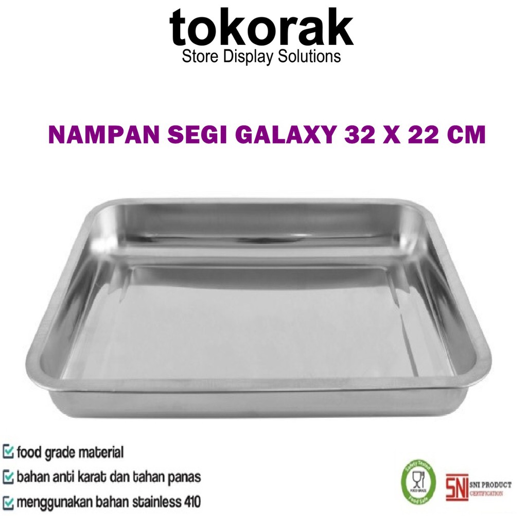 NAMPAN STAINLESS STEEL GALAXY 32 X 22CM KOMODO - NAMPAN PERSEGI - BAKI