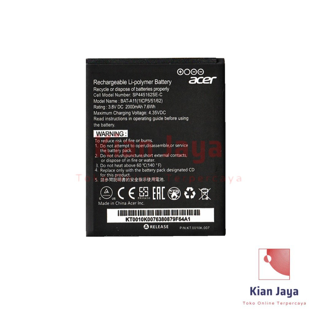 Baterai Hp Acer Z410, Z320, Z330, M330, BAT-A11, BAT11 Original OEM Batrai Batre Battery