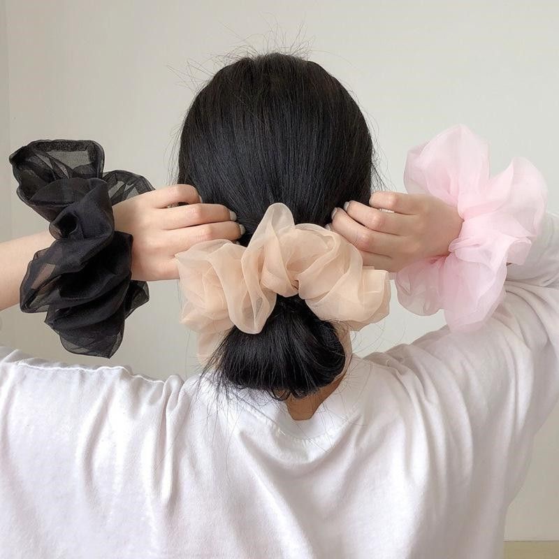 [COD] Ikat Rambut Transparan Ikat Rambut Korea Polos Scrunchie Transparan Ala Korea Scrunchie Korea Import