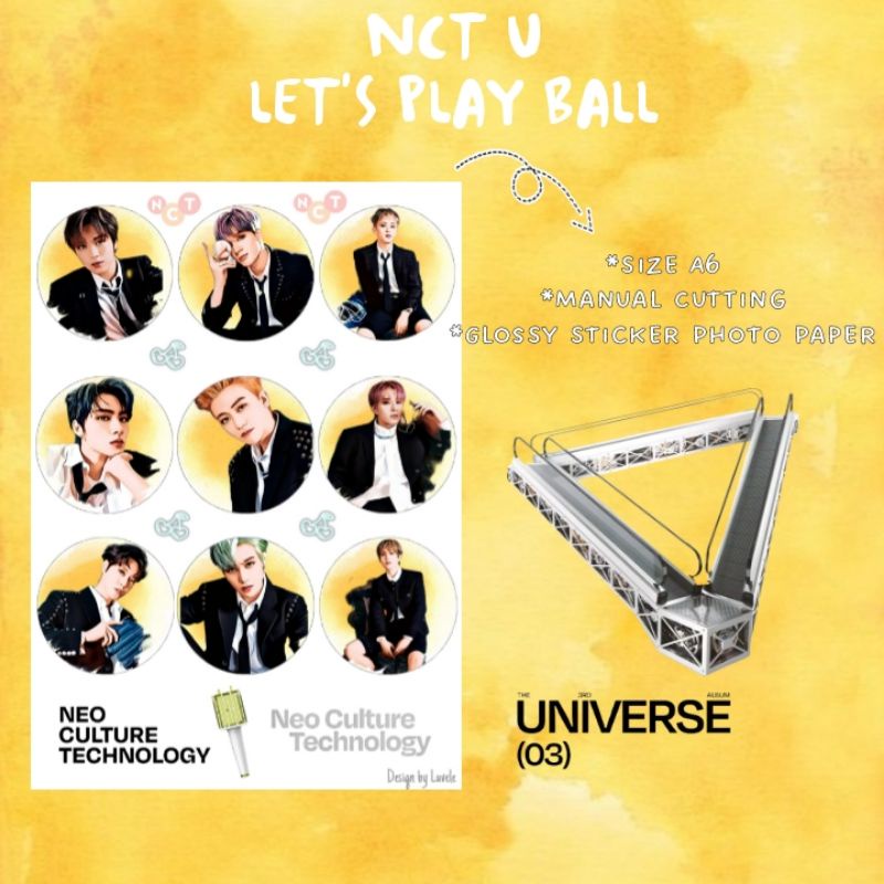 Stiker NCT U Let's Play Ball  Sticker Set A6 minimal 2 pcs (BACA DESKRIPSI)