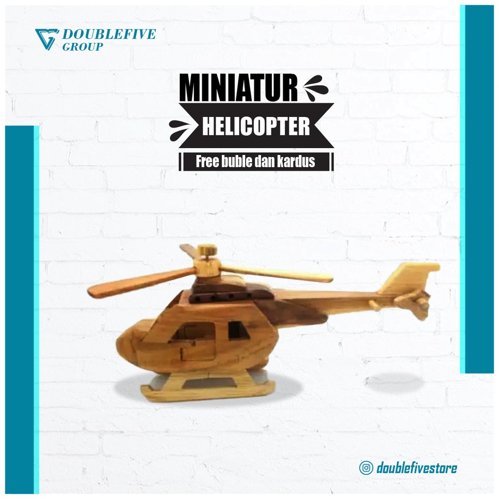 Miniature Paket A isi 4pcs - Miniatur dari kayu [Vespa, kapal pinisi, sepeda, Helikopter]