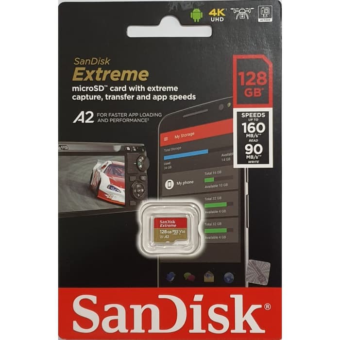 SANDISK EXTREME MICROSD 128GB 160MBPS - MICROSD EXTREME 128 GB 160 MBP