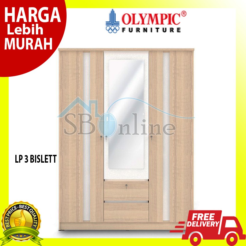 Olympic Lemari Kayu Tiga Pintu - LP BISLETT 3P