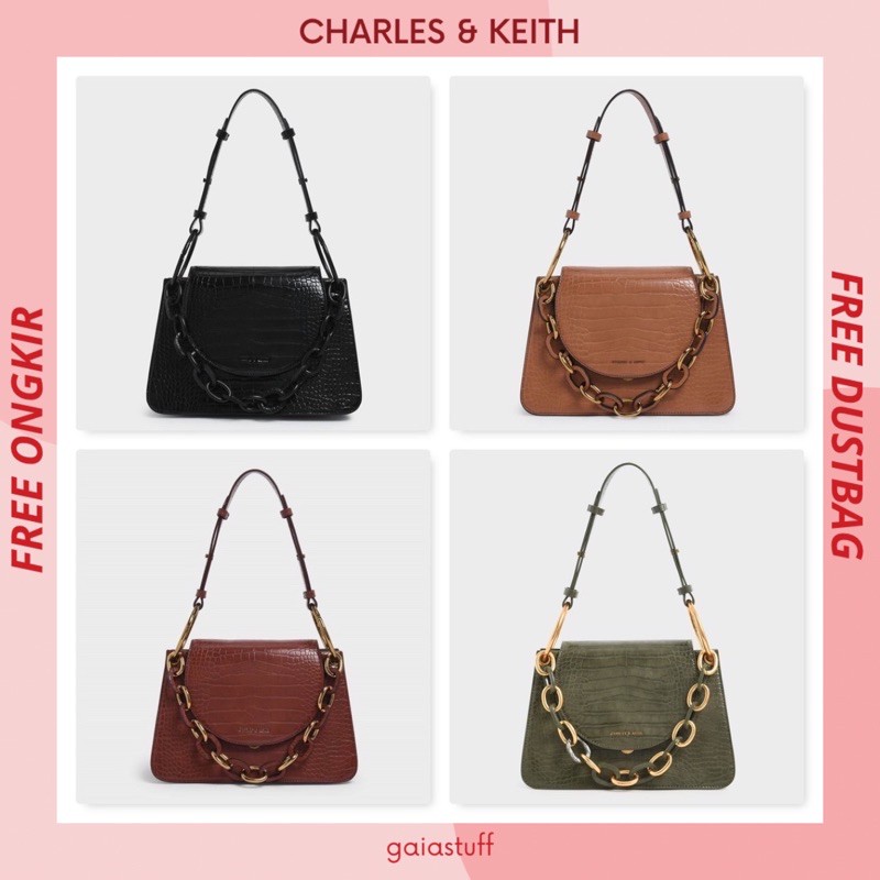 Sale 6.6 Tas Charles & Keith Ck Croco Chunky Big Size Cnk