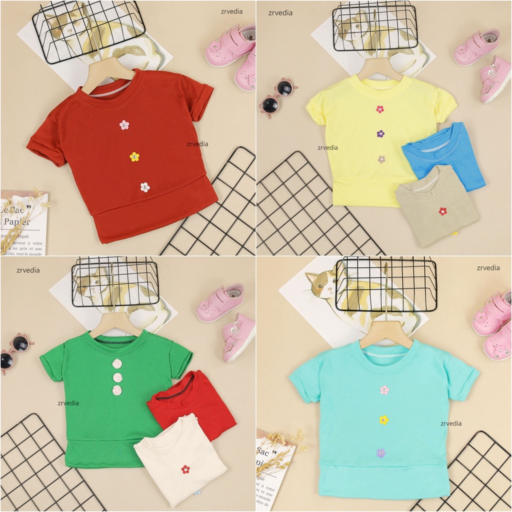 Blouse Chita uk 1-2 Tahun / Blouse Anak Perempuan Murah Baju Lengan Pendek Polos Bahan Adem Grosir