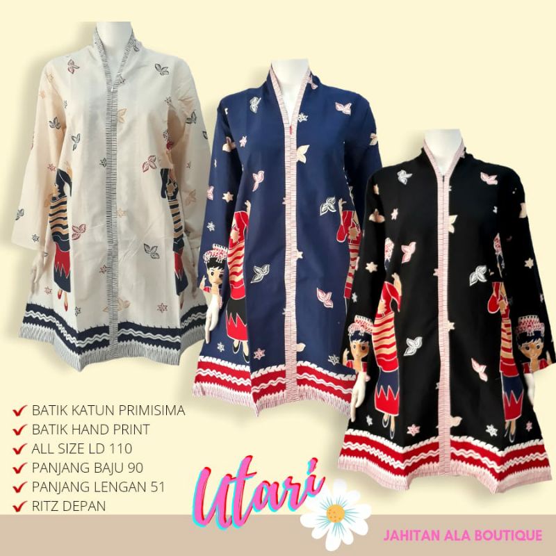 Tunik Batik Wanita Modern Premium Ori Cantik Motif Utari Asli Solo