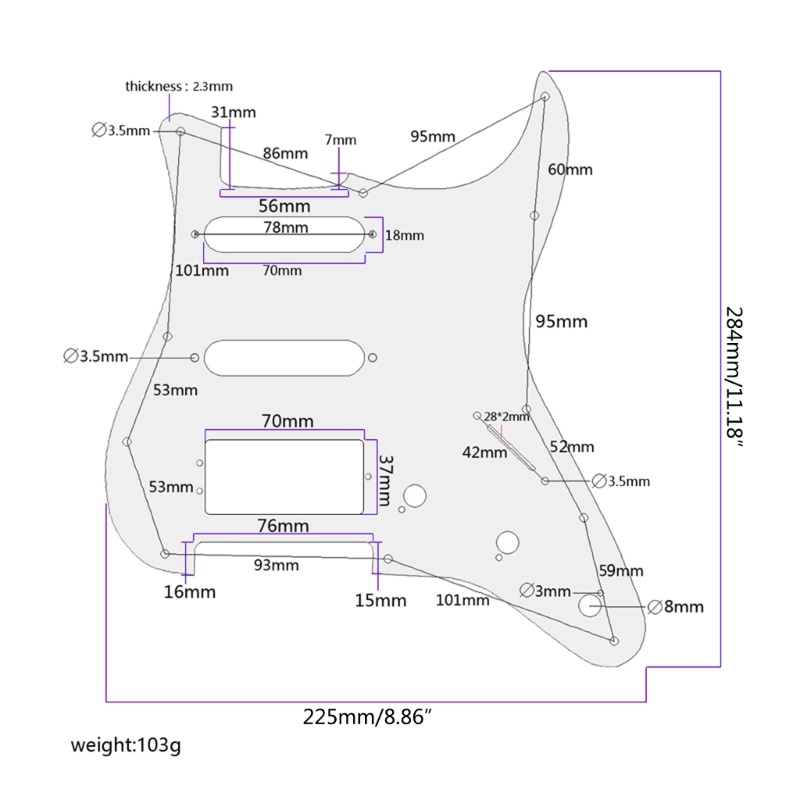 Pickguard 11 Lubang 3 Lapis Scratchplate 4 Senar Untuk Gitar Bass