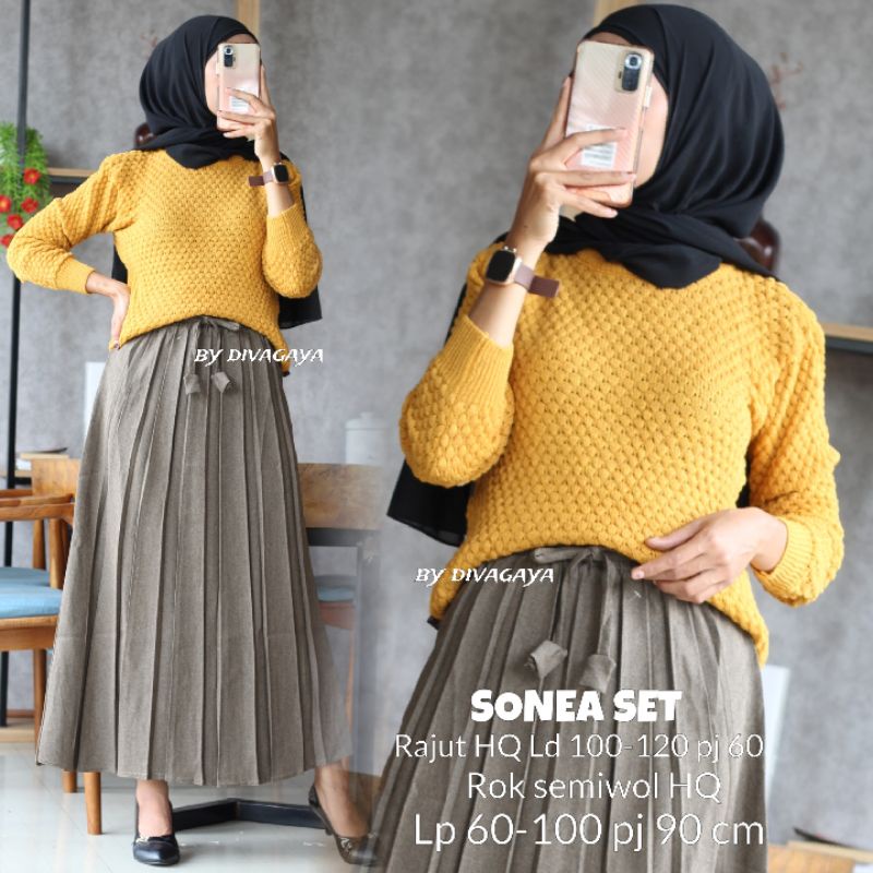 SONIA SET RAJUT NANAS + ROK DV 1207