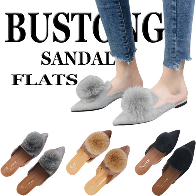 ESTORE Flat Shoes  Bustong Pom Pom FS08 Pompom Bulu  