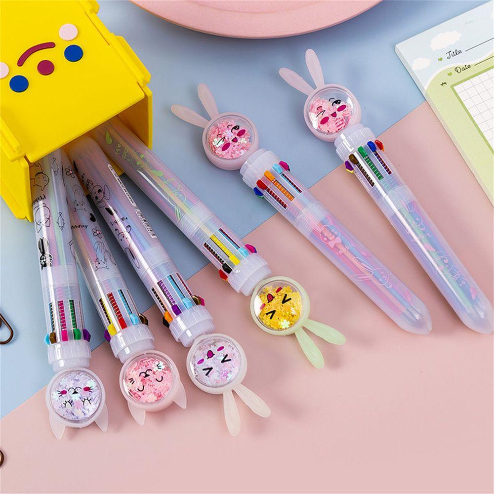 R-flower 1PC Bolpen Multiwarna Gaya Korea Untuk Stationery Sekolah / Kantor