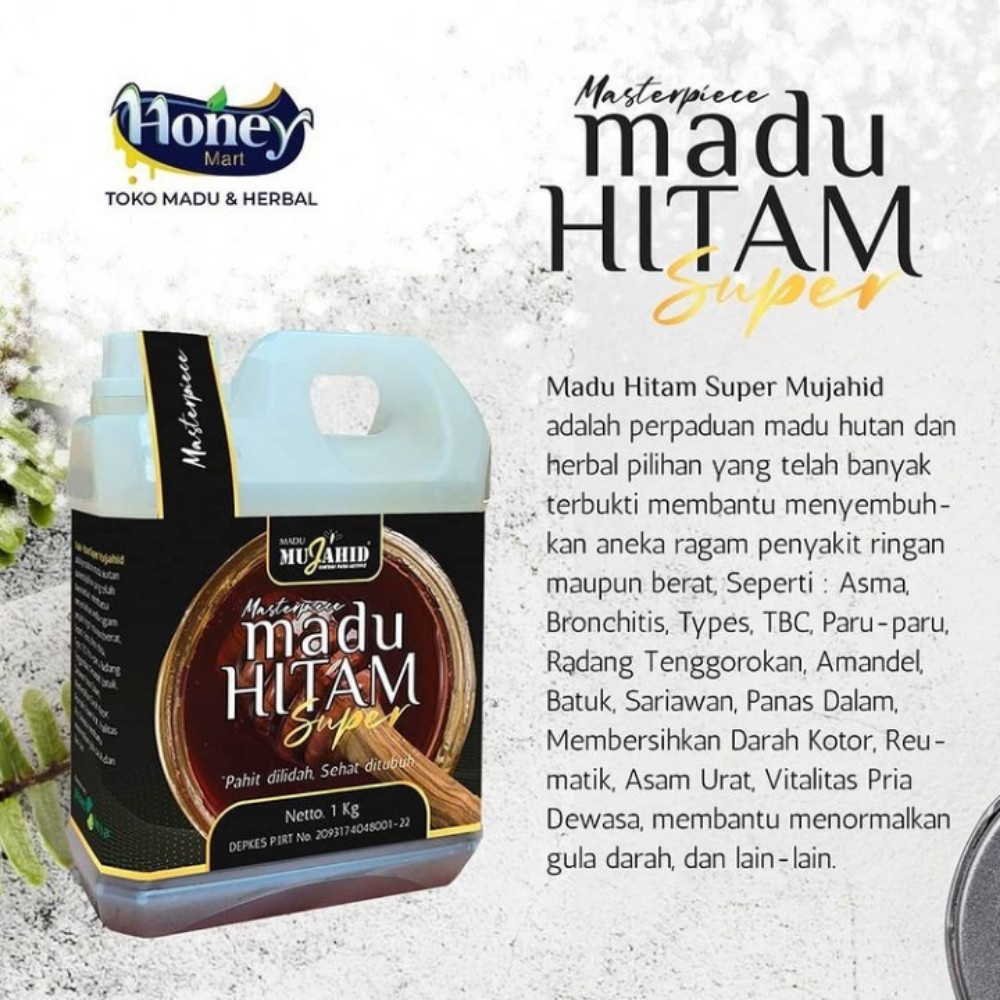 

Madu Hitam Pahit Super Mujahid Asli 1Kg / Madu Hitam Pahit Untuk Diabetes Kolesterol Gula Darah