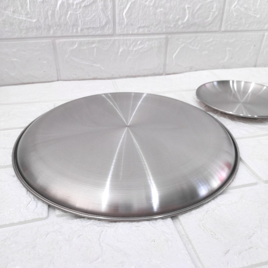 Nampan Piring Ceper Bulat Stainless Round Tray Baki Tampah Wadah Saji