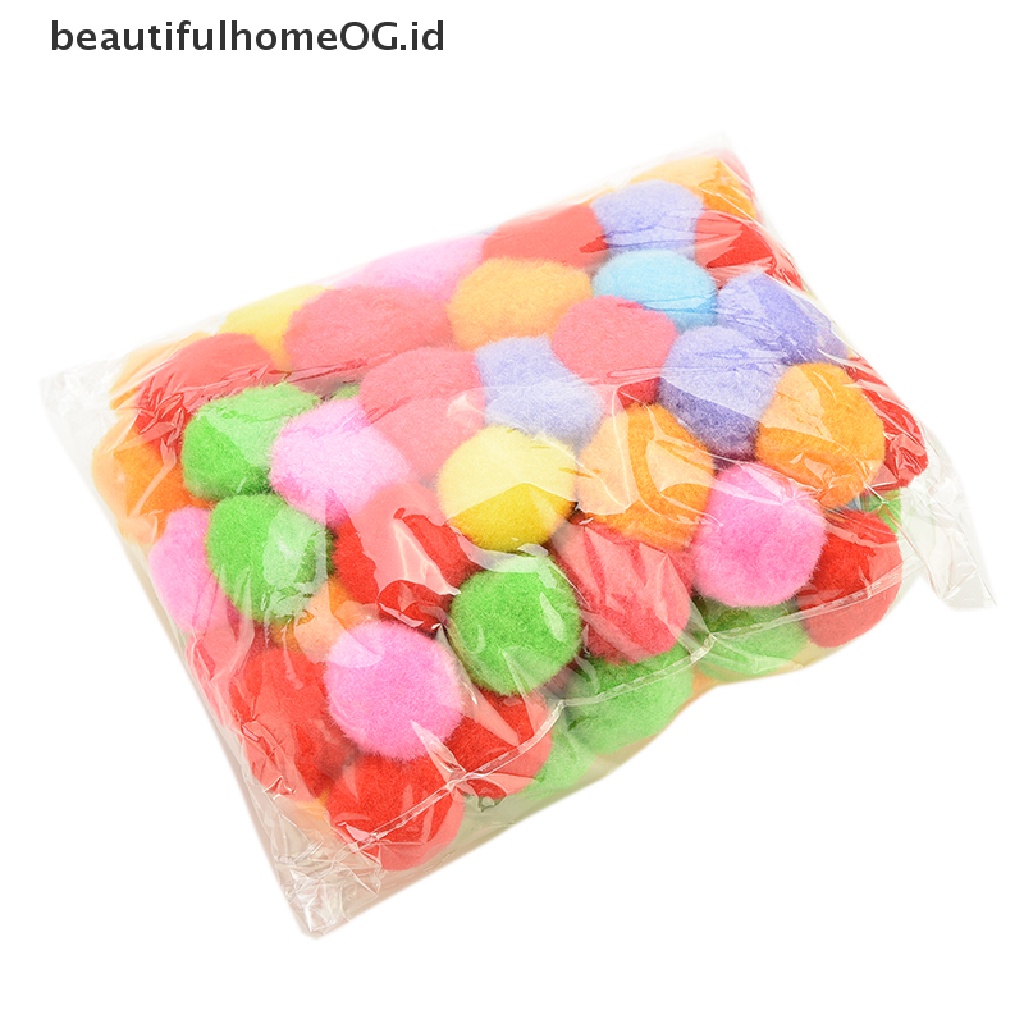 100 Pcs Pom Poms Ukuran 10mm 20mm 30mm 40mm Warna Campur Untuk Kerajinan Anak