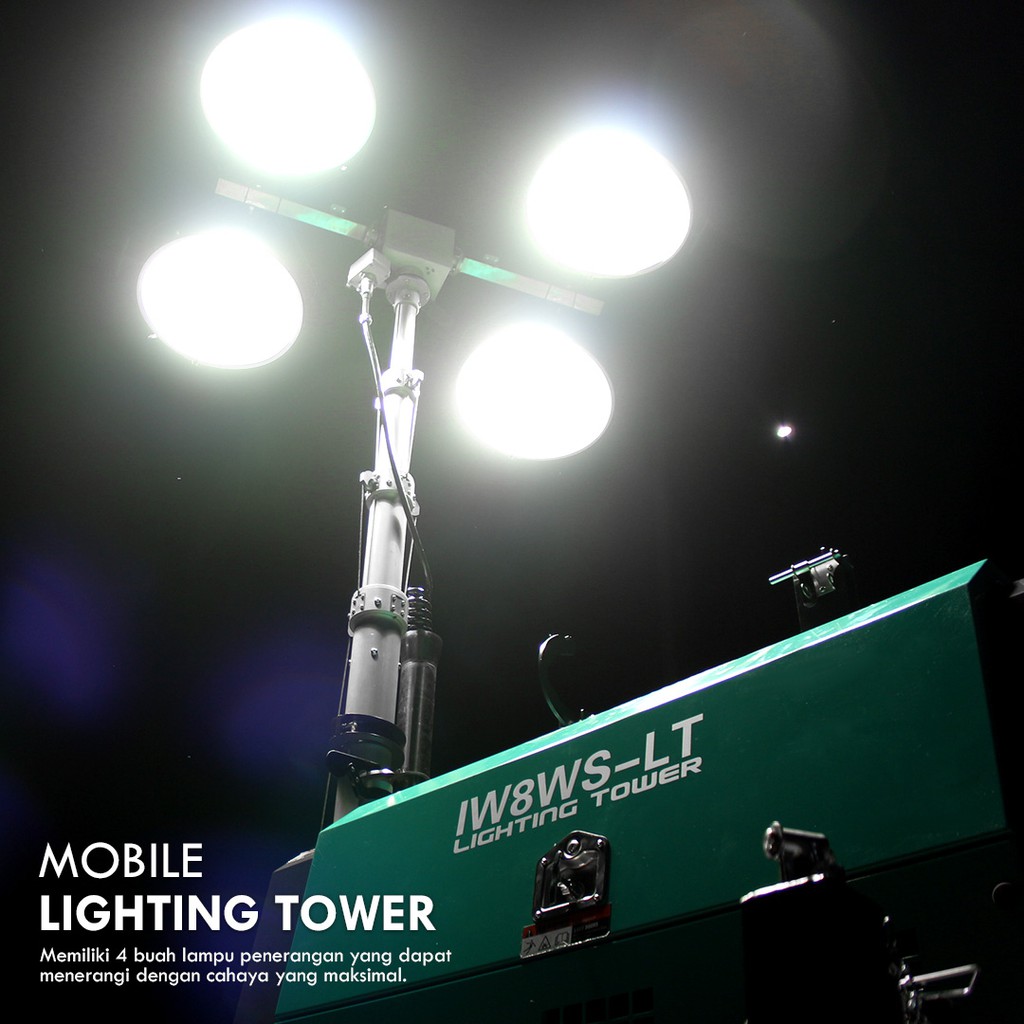 Mobile Light Tower / Mesin Lampu Sorot 1000 watt x 4 - IWATA IW8WS-LT