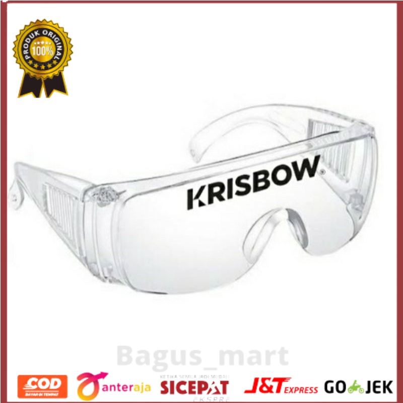 Kaca mata Krisbow clear/Kaca mata Pelindung/Spectacle Clear/Kaca mata safety.