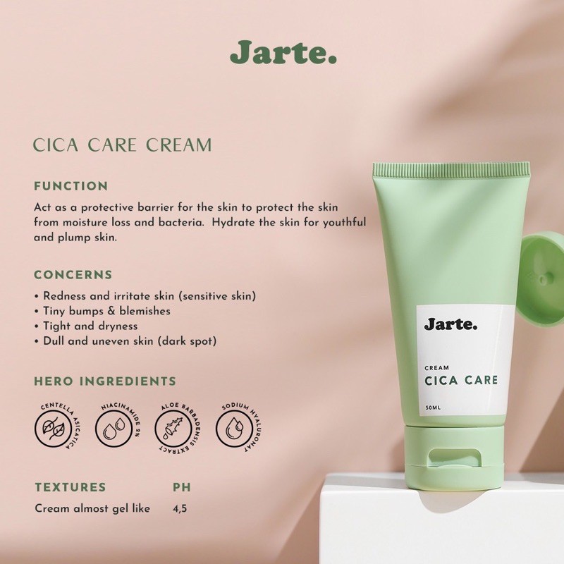 JARTE Indonesia / Cica Care Gentle Wash Toner Cream Ampoule Serum Sunscreen Spot Treatment Lotion