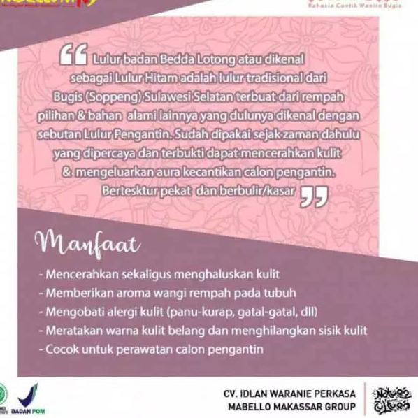 ➜8YS MABELLO LULUR BEDAK LOTONG ASLI MAKASSAR BPOM ✢ ★★★