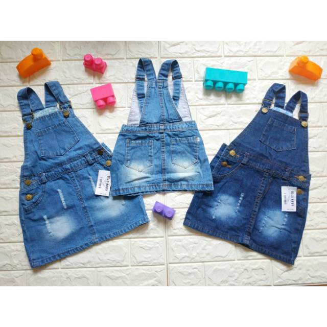 OVERALL ROK JEANS ANAK / overall ripped jeans anak / baju kodok anak/ OVERALL JEANS ANAK perempuan