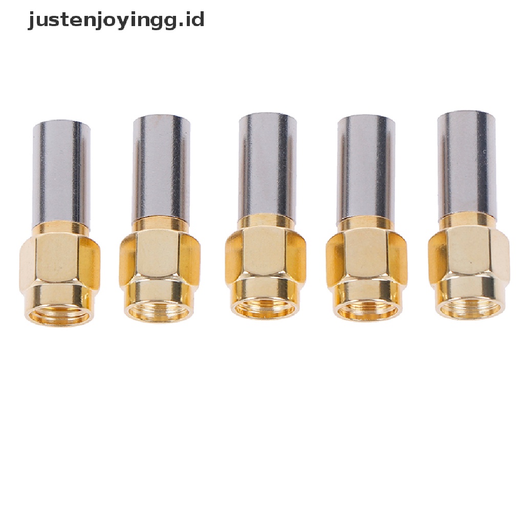 // justenjoyingg.id // 5pcs sma male plug rf coaxial connector crimp for rg58 rg142 rg400 lmr195 ~