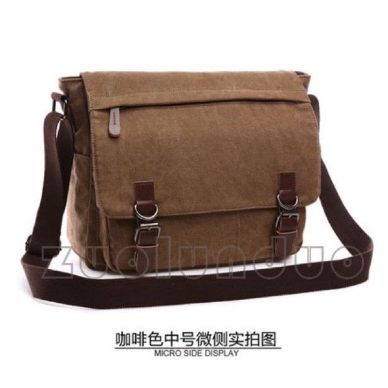 Tas Selempang Laptop Kanvas Zou Lun Duo 8645.M - Import - Sekolah - Kuliah - Kerja