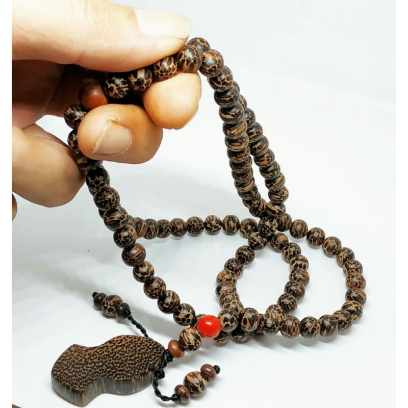 TASBIH LIWUNG MACAN KOMBINASI TEROMPAH 1PCS BATU MERAH MARJAN 99BUTIR ORIGINAL 100%