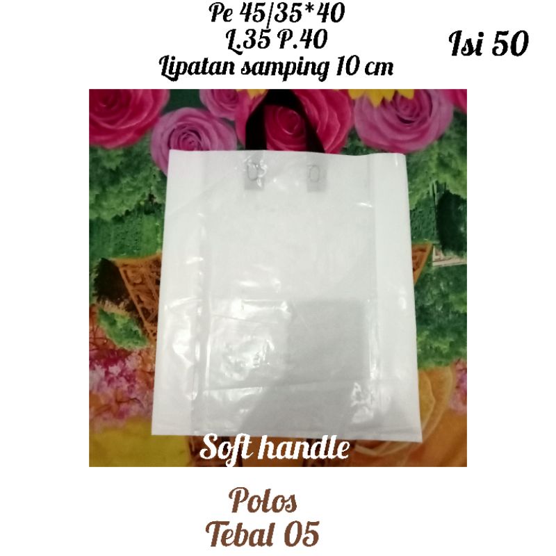 kantong plastik soft handle UK.45/35*40 (isi 50)kantong baju kantong sepatu kantong baju gamis kantong jacket