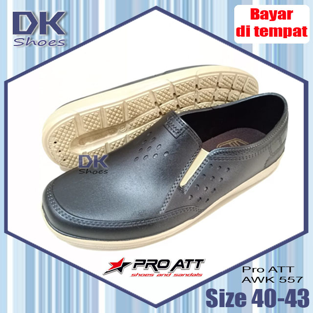 Sepatu Pro ATT AWK 557 Pria 40-43 Hitam PVC Karet Pria Kerja / Sepatu Sneakers Slip On Pria Karet