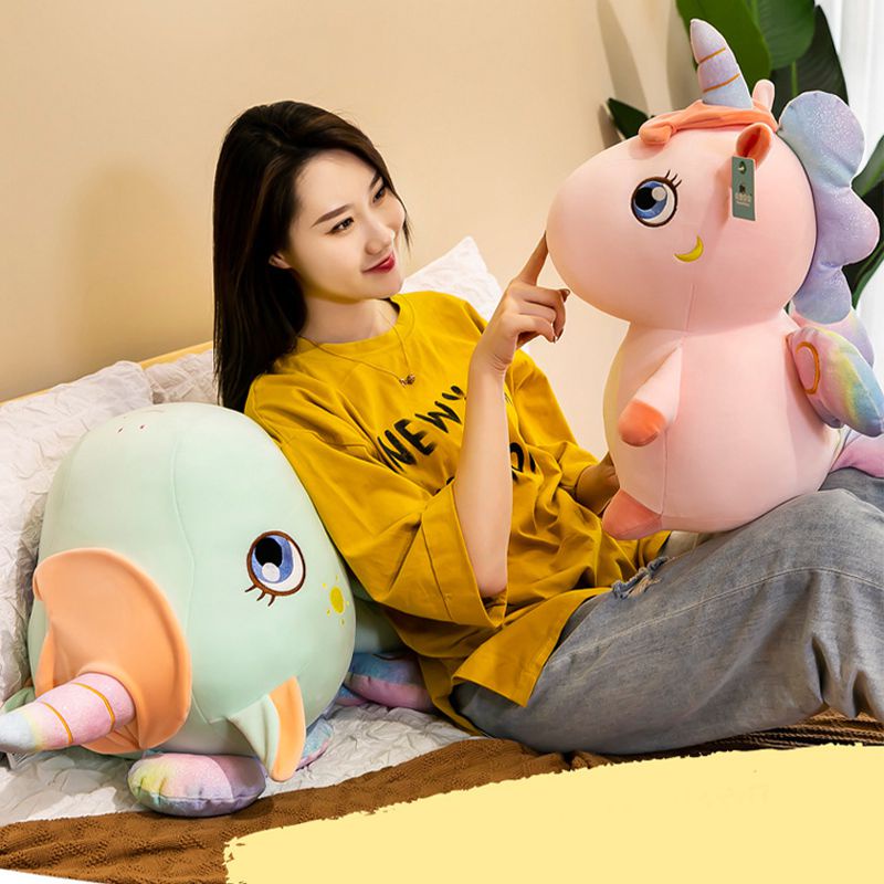 Unicorn Besar yang Dapat Dipeluk dengan Sayap Mainan Hewan Lembut Mewah