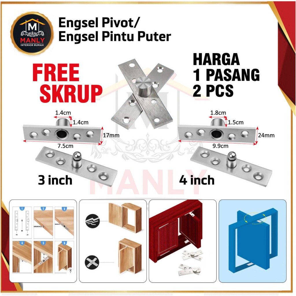 Engsel Pivot Engsel Putar 360 Derajat Engsel Poros Engsel Jendela Putar Engsel Pintu Putar Full Cor