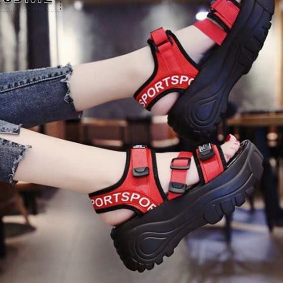 >5] Sandal Gunung Wanita Triple Strap - 369 Sol Tebal 4 Cm Fashion Korea