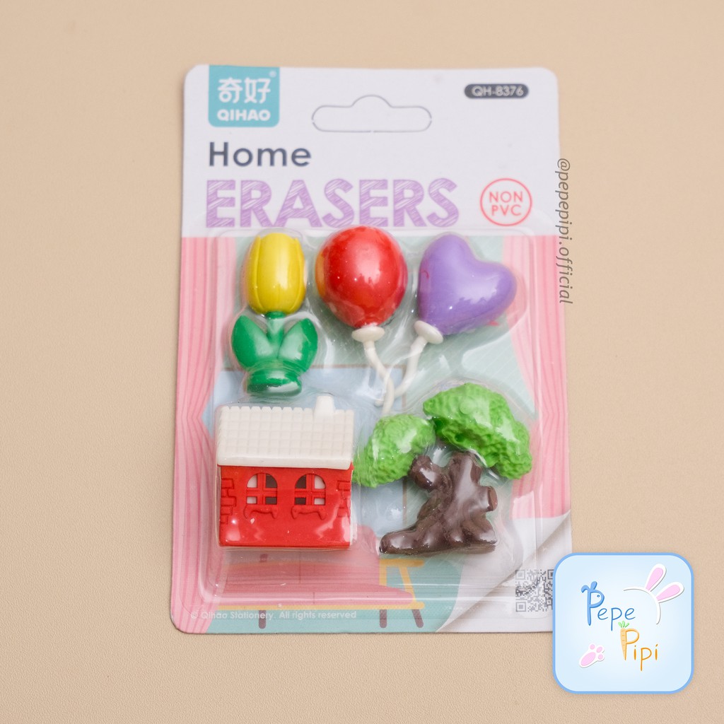 Penghapus Hao Home 3D Papan Eraser Setip Hapusan Home Mobil Pohon balon kulkas balon bunga