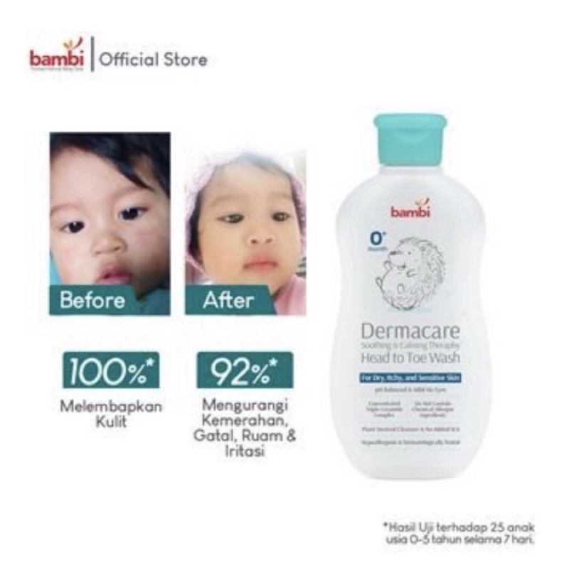 Bambi Baby Dermacare Daily Soothing &amp; Calming Therapy Head To Toe Wash | Sabun Bayi