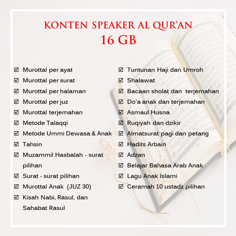 Speaker Murottal Al Quran LED 30 JUZ 16 GB/ Speker Murotal Alquran Lampu Tidur LED