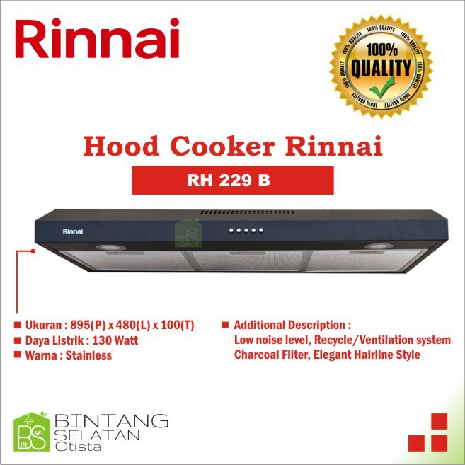 RINNAI PENYEDOT ASAP COOKER HOOD TUDUNG HISAP EXHAUST RH 229B