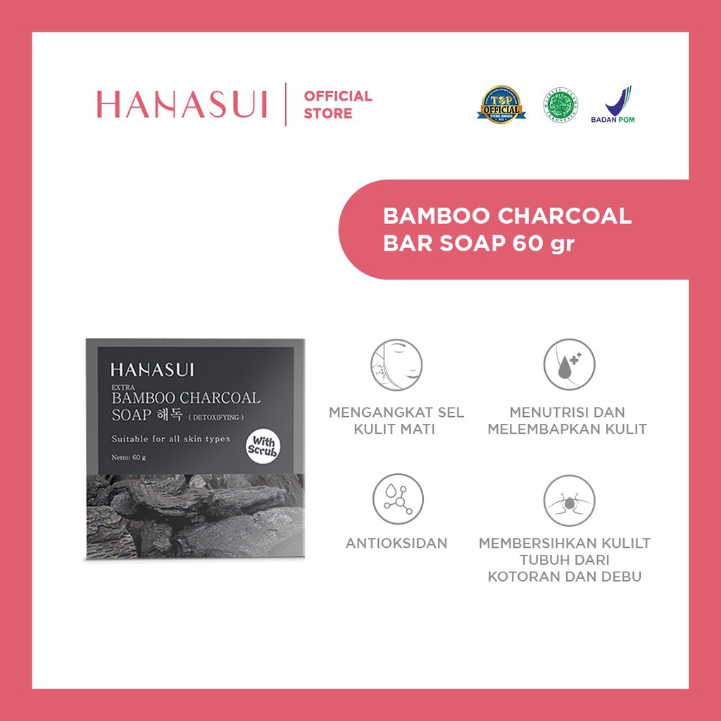 ✨ AKU MURAH ✨Hanasui Bamboo Charcoal Soap with scrub / 60gr