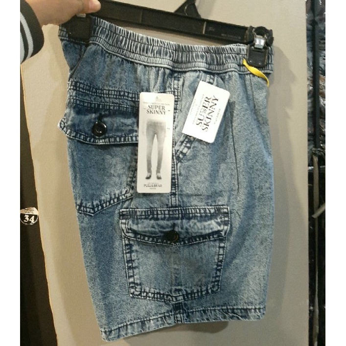 Celana jeans pendek pria celana cargo jeans denim street
